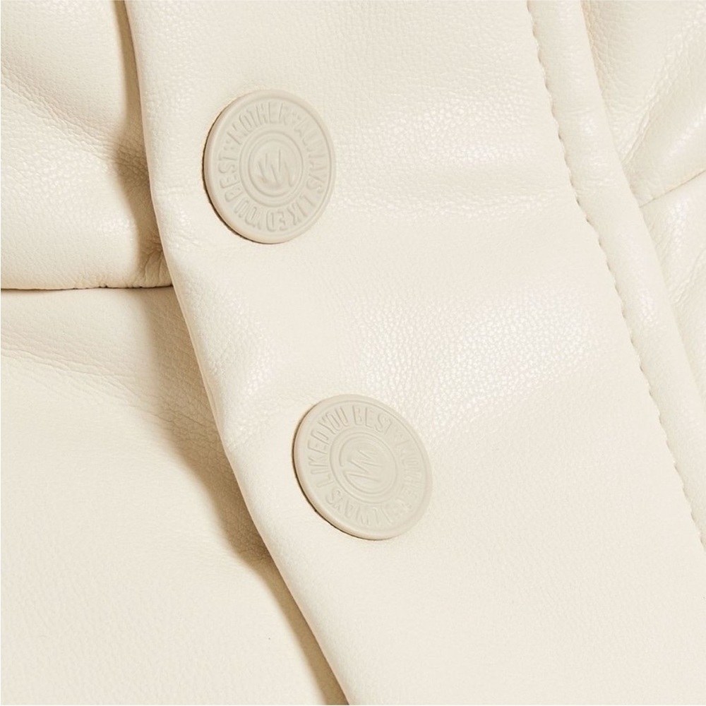 MOTHER The Drop Pillow Talk Puffer Jacket vegan leather white ecru size large - Picture 4 of 16